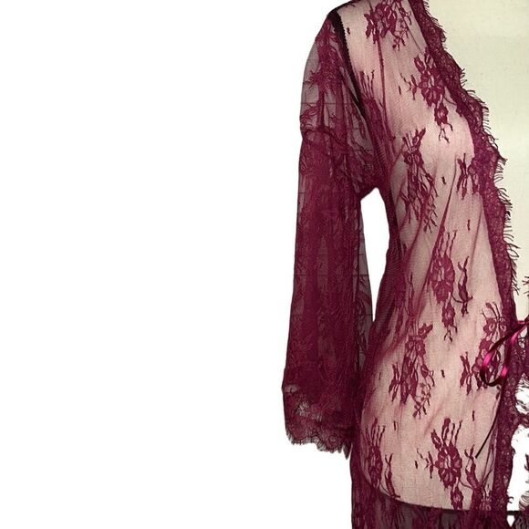 Ashley Stewart Sexy Lace Robe and Thong Set - Picture 5 of 13